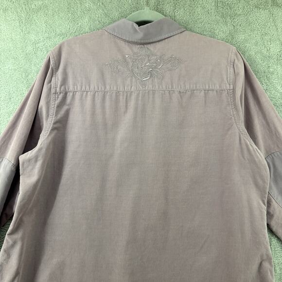Soft Surroundings Top XL Lavender Button Up Corduroy Embroidered Western Angel - Picture 9 of 15